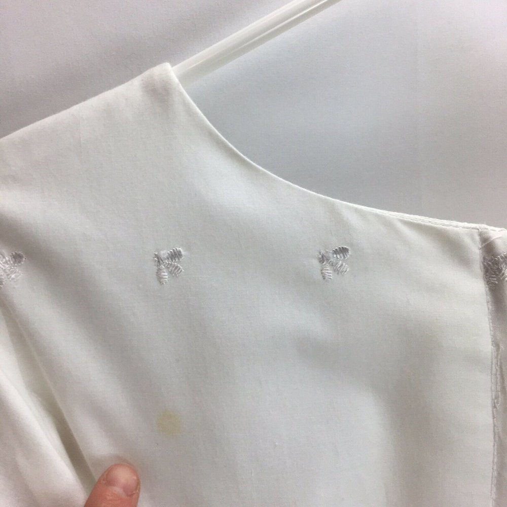 Vintage Handmade Eyelet Embroidered Wedding Dress S/M - Picture 8 of 10